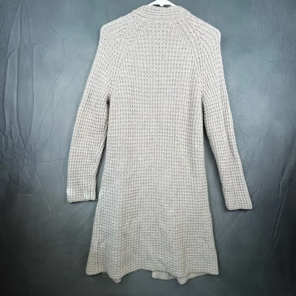 Madewell Knit Cardigan Sweater Wool-Blend Long Oversized Beige Pockets Womans XS